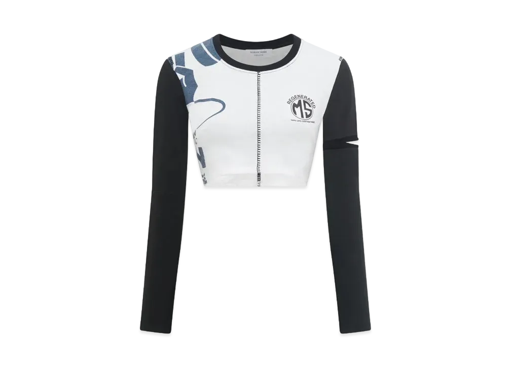 Marine Serre Regenerated Graphic T-Shirts Cropped T-Shirts "White #2"