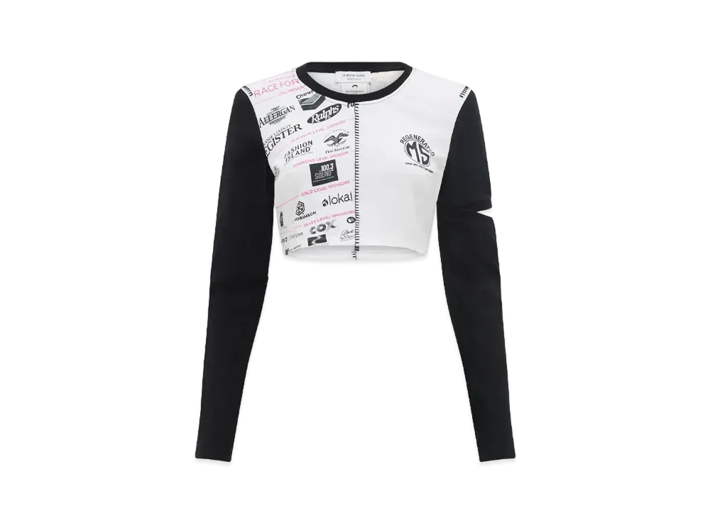 Marine Serre Regenerated Graphic T-Shirts Cropped T-Shirts "White #4"