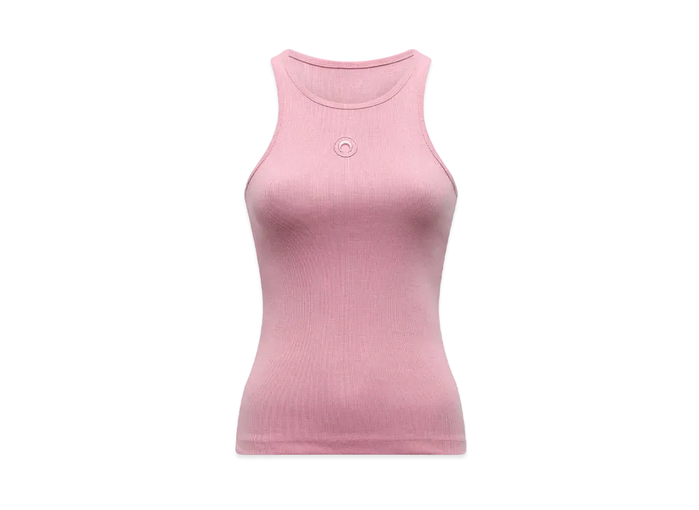 Marine Serre Organic Cotton Ribbed Tank Top "Pink"