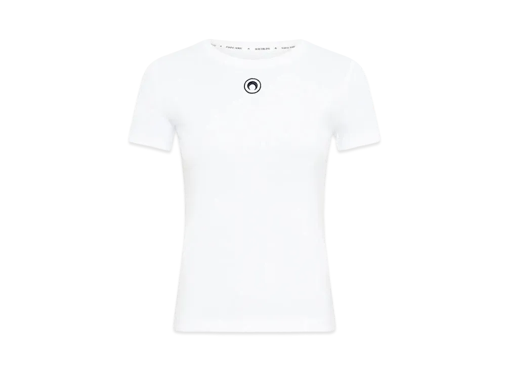 Marine Serre Organic Cotton Ribbed T-Shirt "White"