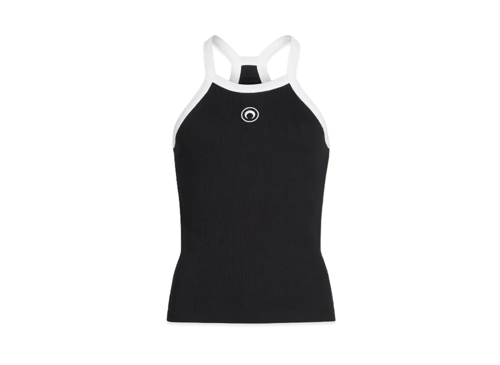 Marine Serre Organic Cotton Ribbed Tank Top #1 "Black"