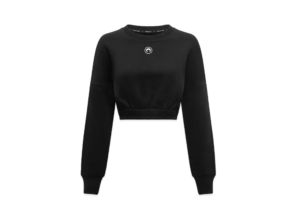 Marine Serre Organic Cotton Fleece Cropped Sweater "Black"
