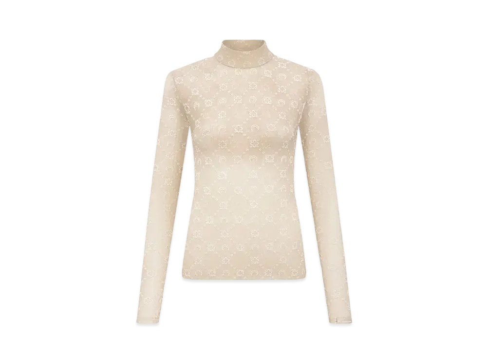 Marine Serre Regenerated Mesh Flock High Neck Top "White"