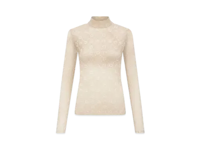 Marine Serre Regenerated Mesh Flock High Neck Top "White"