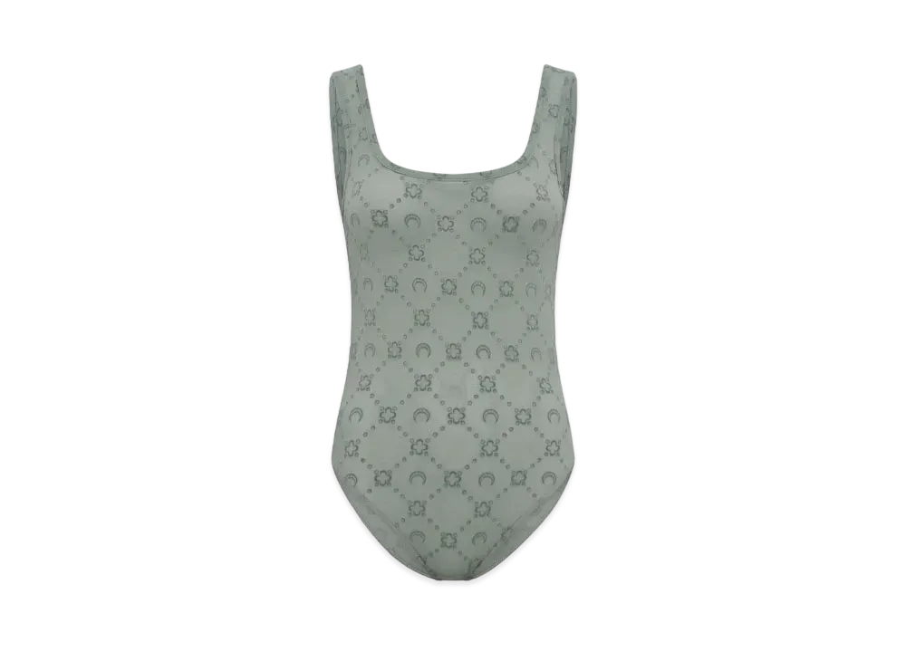 Marine Serre Moongram Mesh Frock Bodysuit "Gray"