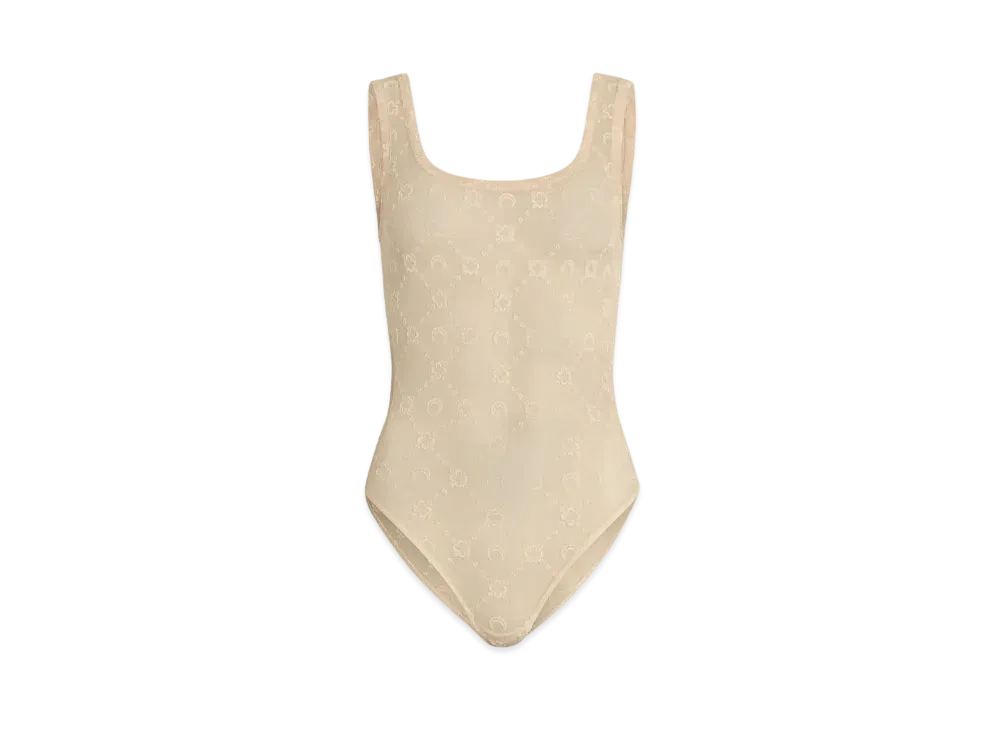 Marine Serre Moongram Mesh Frock Bodysuit "Red"