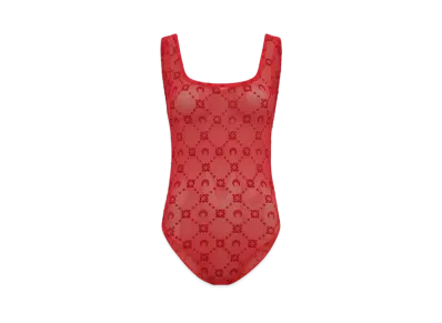 Marine Serre Moongram Mesh Frock Bodysuit "Beige"
