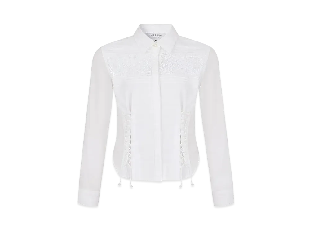 Marine Serre Household Linen Fitted Shirt "White"