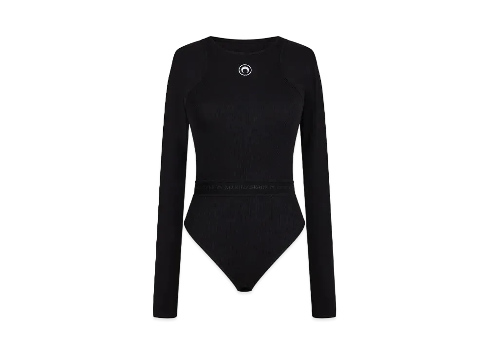 Marine Serre Organic Cotton Bodysuit "Black"