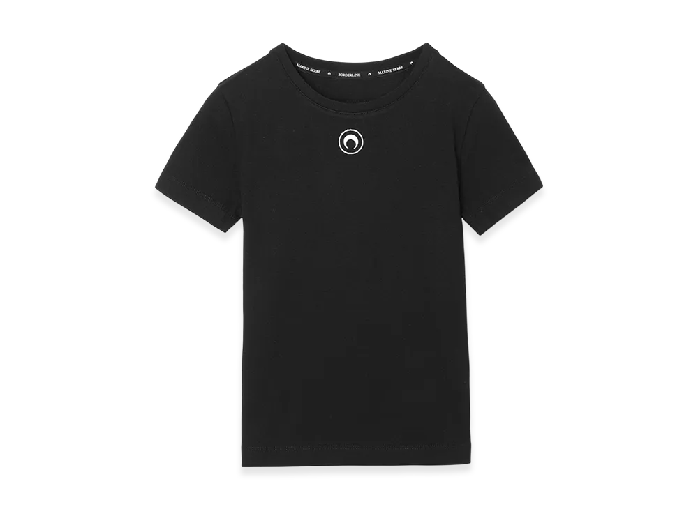 Marine Serre Organic Cotton 1X1 Rib T-Shirt "Blackcotton"