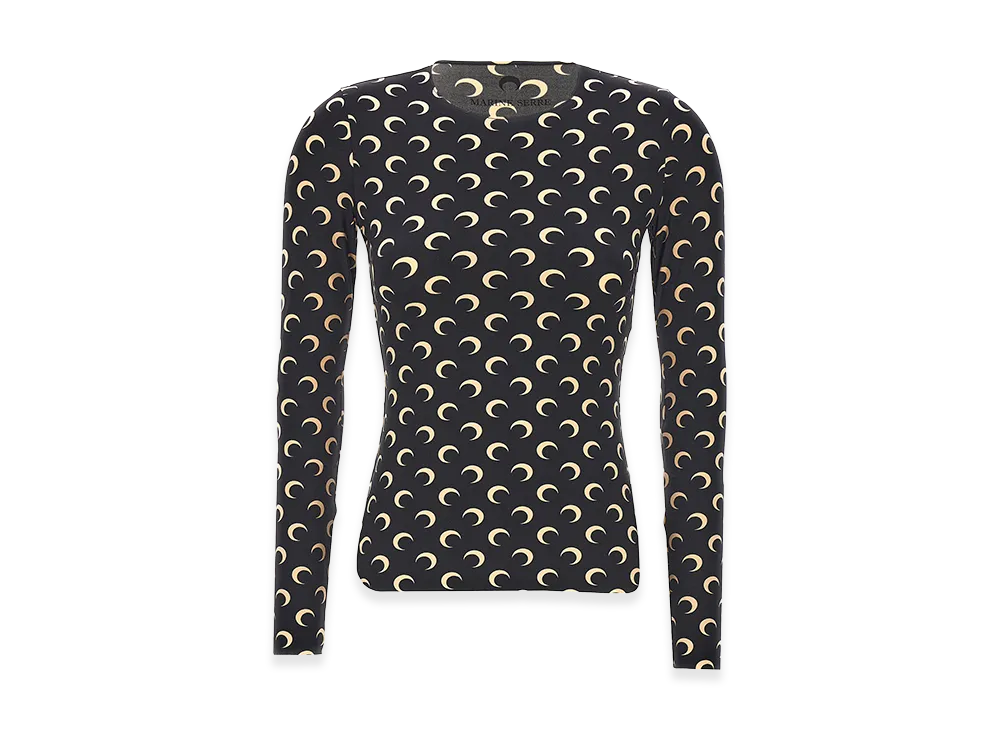 Marine Serre Women's 'Moon Printed Jersey' T-Shirt "Black"