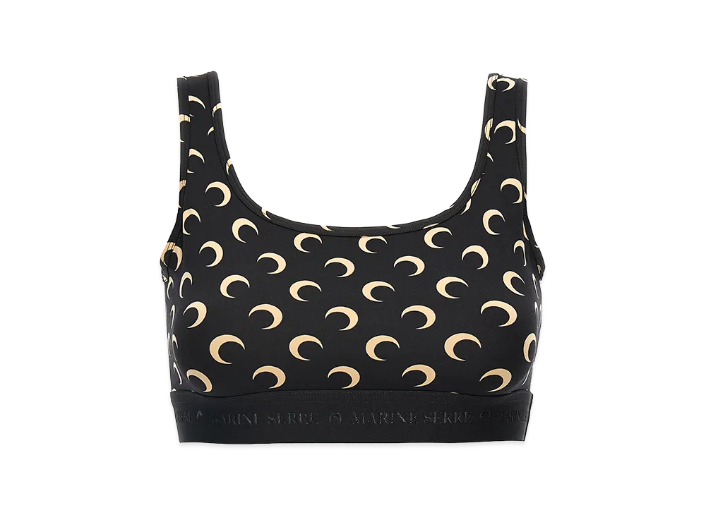 Marine Serre Women's Printed Stretch Jersey Bra "Black/Neutrals"