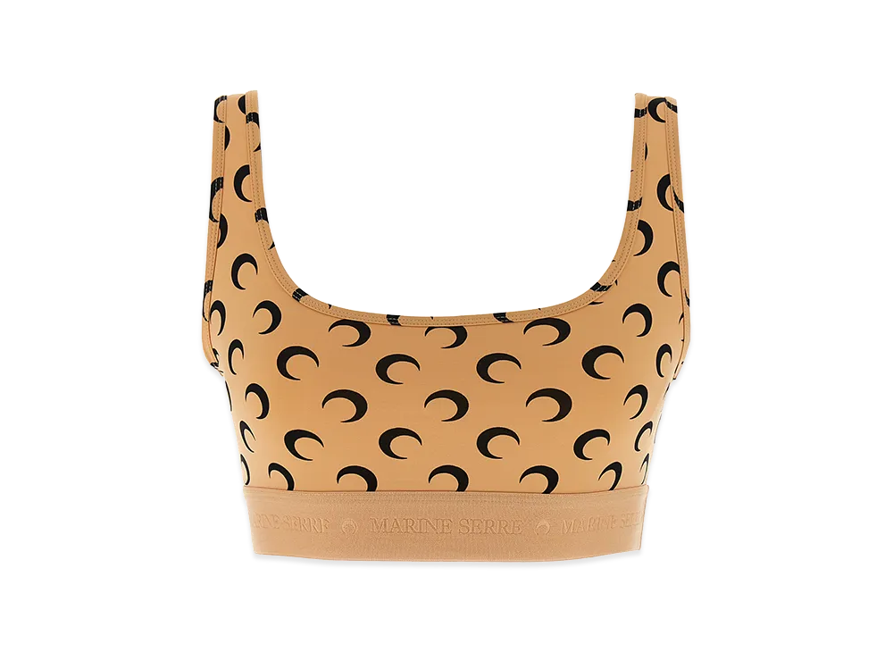 Marine Serre Women's 'Moon Printed Jersey' Cropped Top "Beige"