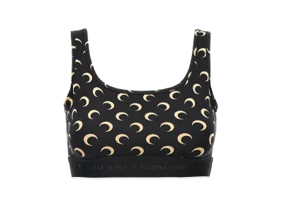 Marine Serre Women's 'Moon Printed Jersey' Cropped Top "Black"