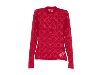 Marine Serre Women's Mesh Top With Logo "Red"