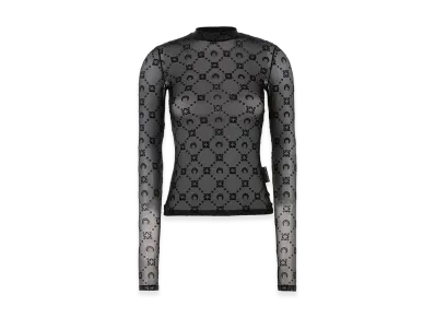 Marine Serre Women's Monogram Mesh Flock Highneck Top "Black"