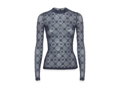 Marine Serre Women's Avyblue Moonogram Longsleeves Top "Blue"