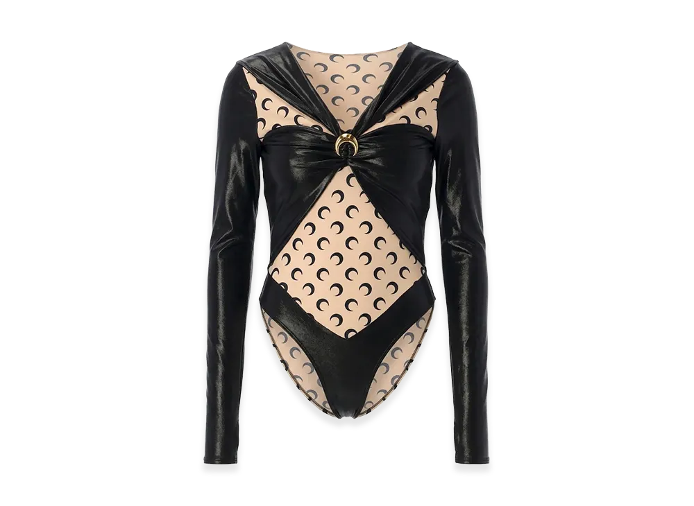 Marine Serre Women's Draped Viscose Bodysuit "Black"