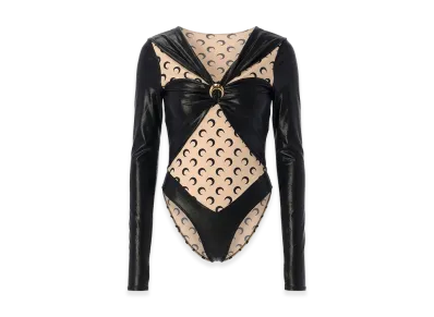 Marine Serre Women's Draped Viscose Bodysuit "Black"