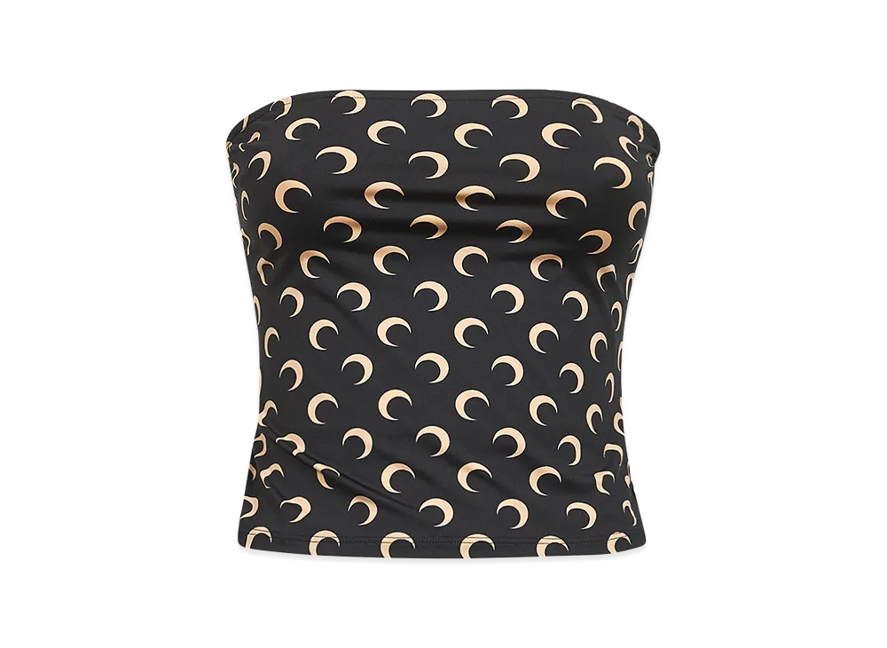 Marine Serre Women's Printed Stretch Nylon Crop Top "Black/Neutrals"