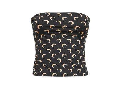 Marine Serre Women's Printed Stretch Nylon Crop Top "Black/Neutrals"