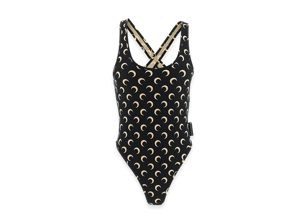 Marine Serre Women's 'Moon' One-Piece Swimsuit "Black"