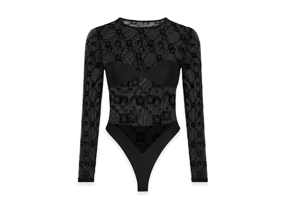 Marine Serre Women's Stretch Tulle Bodysuit "Black"