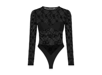 Marine Serre Women's Stretch Tulle Bodysuit "Black"