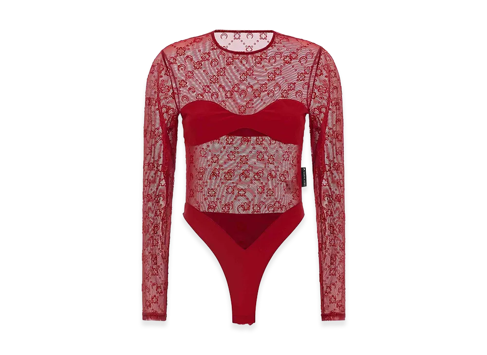 Marine Serre Women's 'Moonogram' Bodysuit "Red"