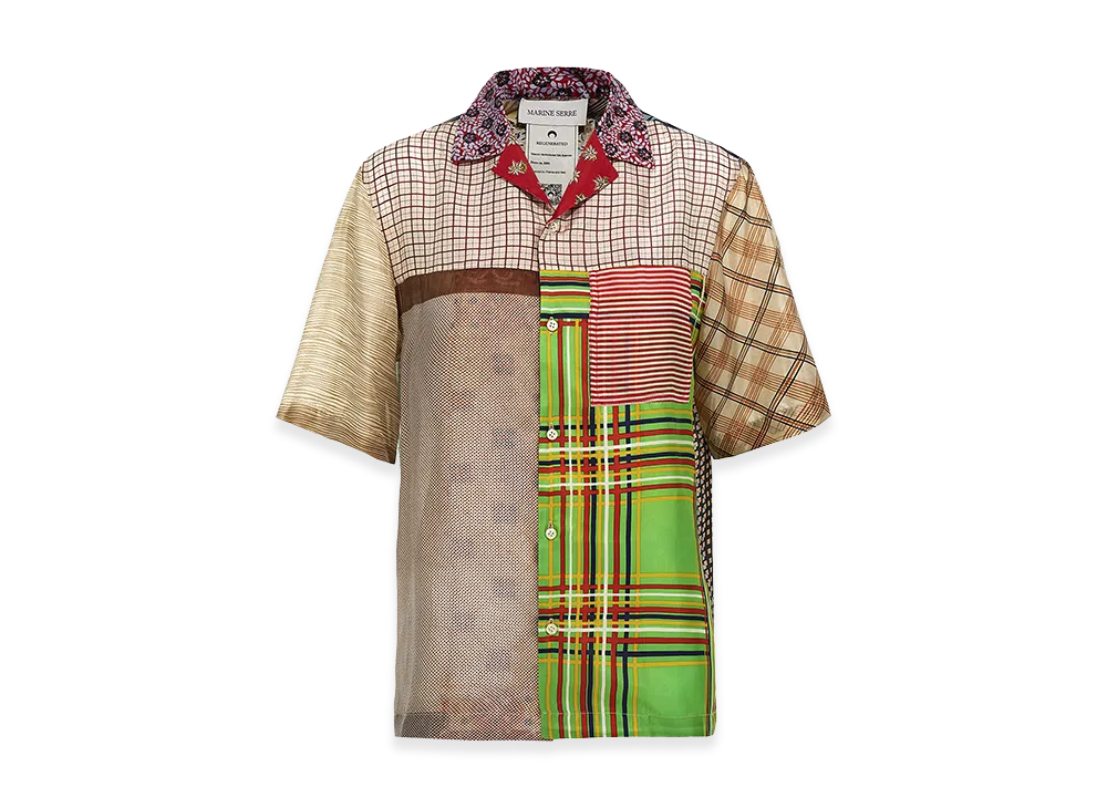 Marine Serre Women's 'Regenerated Silk Scarves Bowling' Shirt "Multi"