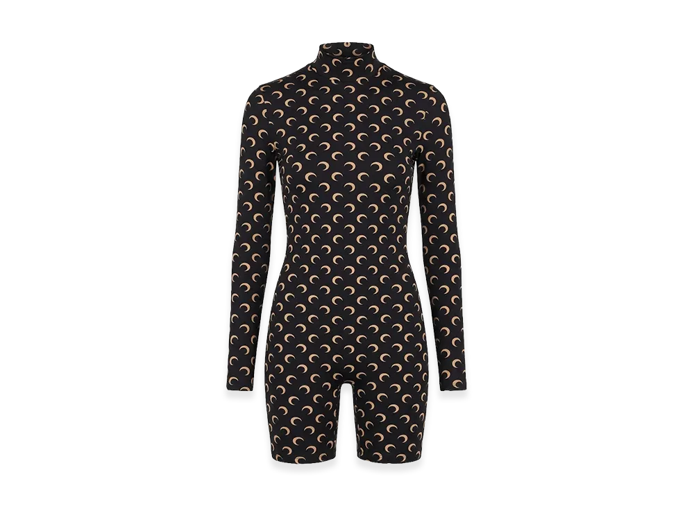 Marine Serre Women's Moon Printed Jersey L/S Highneck Top "Inversetan"