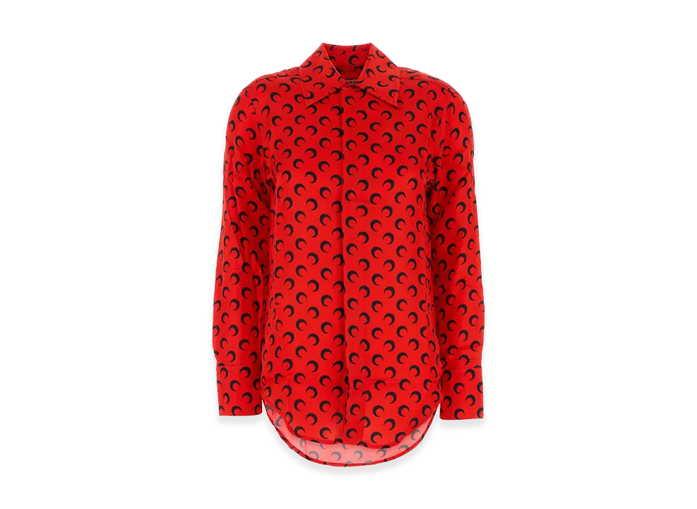 Marine Serre Women's Printed Satin Shirt "Red"