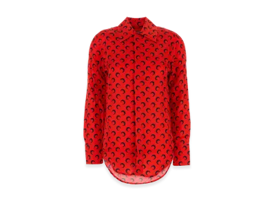 Marine Serre Women's Printed Satin Shirt "Red"