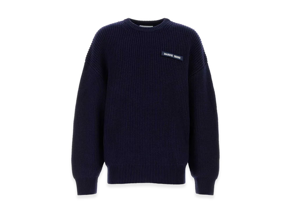Marine Serre Wool Sweater "Navy Blue"