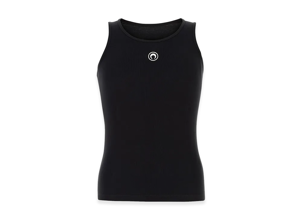Marine Serre Moon Logo Ribbed Jersey Tank Top "Black"