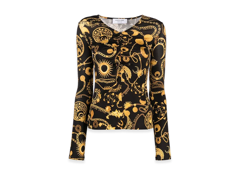Marine Serre Women's Printed Stretch Viscose Top "Multi"