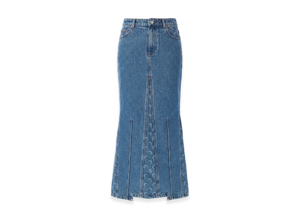 Marine Serre Women's "Moon Laser" Long Skirt "Denim"