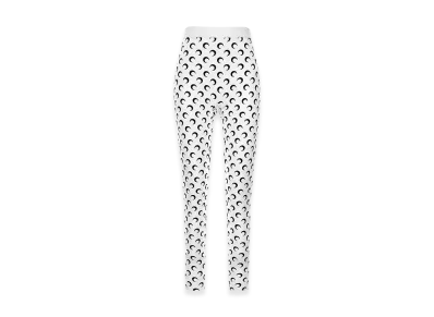 Marine Serre Women's 'Moon Printed Jersey' Leggings "White/Black"