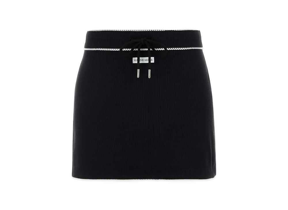 Marine Serre Women's Stretch Cotton Mini Skirt "Black"