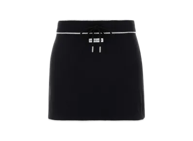 Marine Serre Women's Stretch Cotton Mini Skirt "Black"