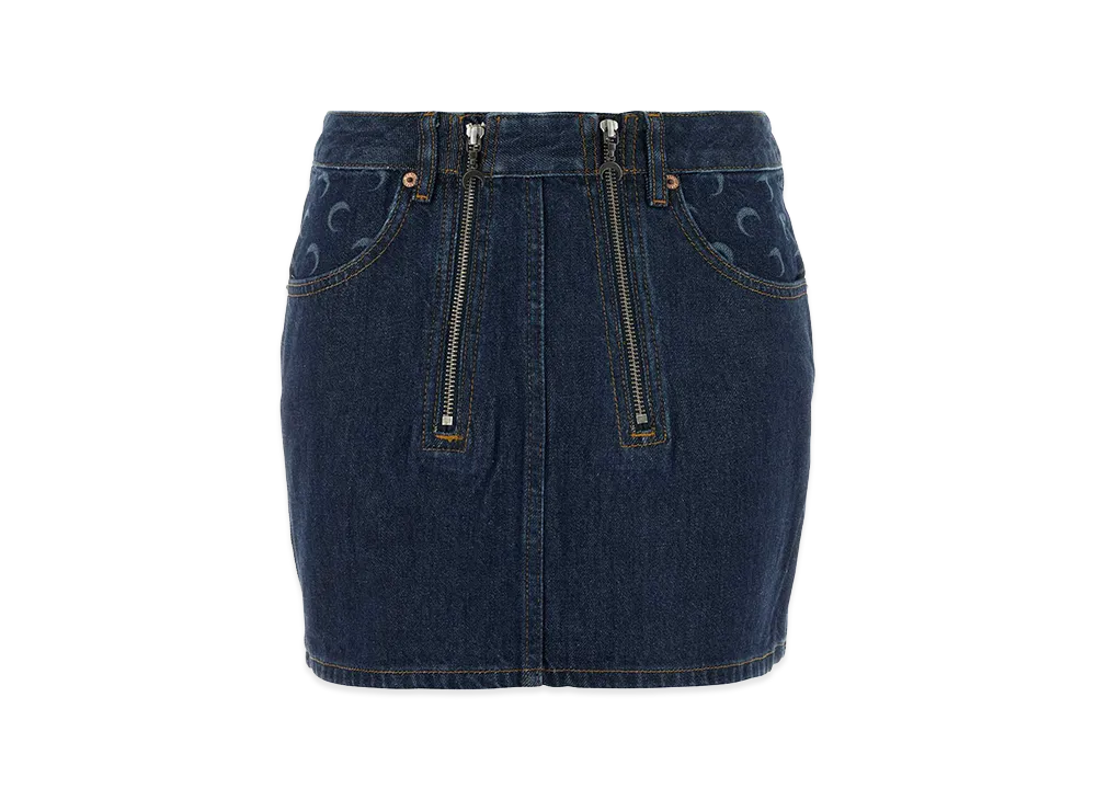 Marine Serre Women's Denim Mini Skirt "Blue"