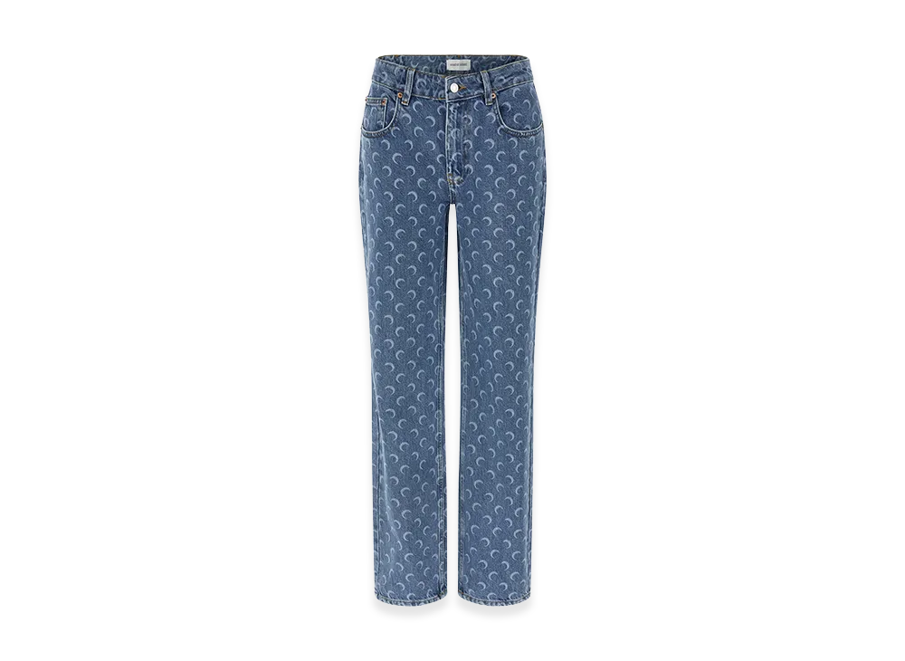 Marine Serre Women's Printed Denim Jeans "Blue"