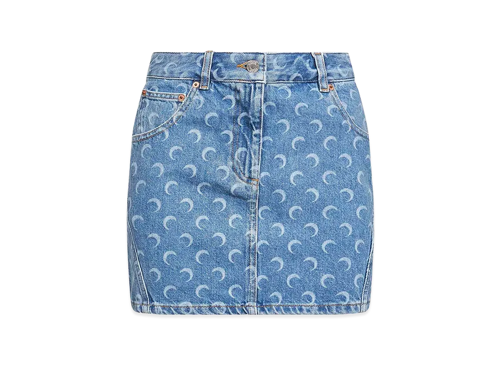 Marine Serre Women's Printed Denim Mini Skirt "Blue"