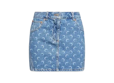 Marine Serre Women's Printed Denim Mini Skirt "Blue"