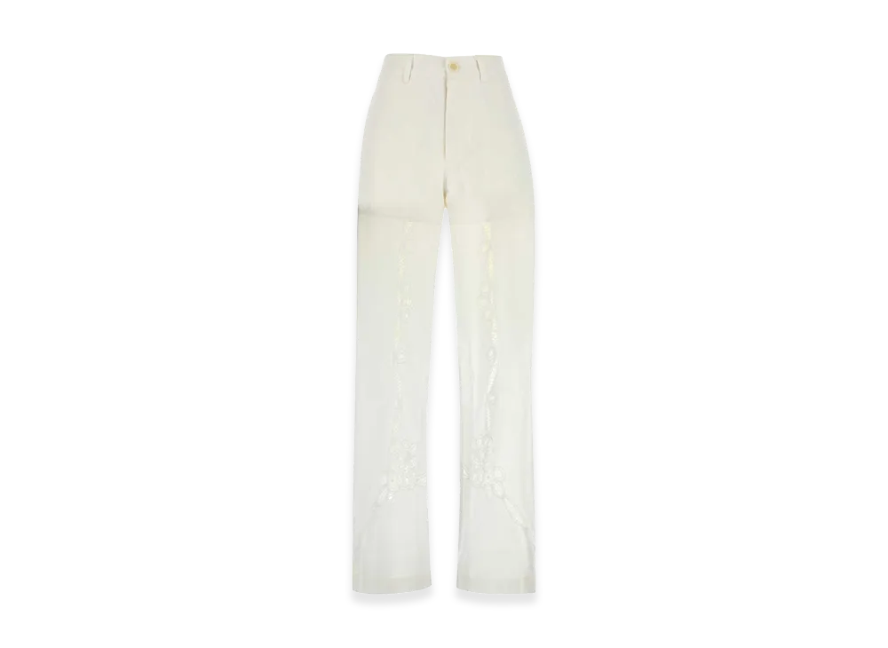Marine Serre Women's Upcycled Linen Pants "White"