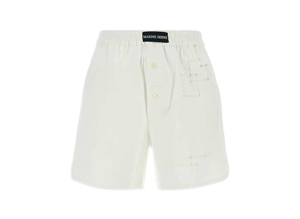 Marine Serre Women's Upcycled Linen Shorts "White"