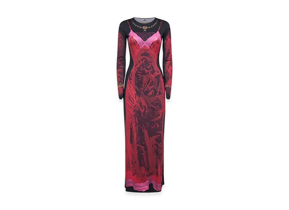 Marine Serre Women's "Wet Nuisette" Midi Dress "Red"