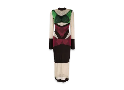 Marine Serre Women's Regenerated Lozenge Knit Fitted Dress "Multi"