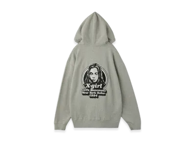 X-Girl Message And Face Zip Up Sweat Hoodie "Ash"