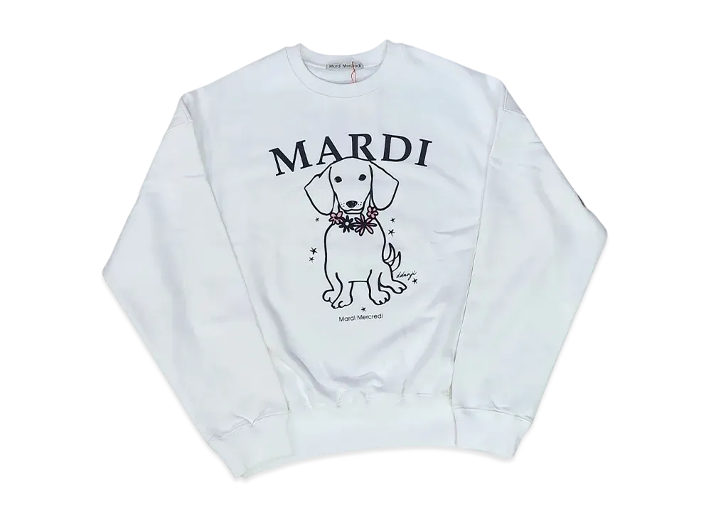Mardi Mercredi Sweatshirt Swing The Tail Ddanji Flower Necklace "White Pink"